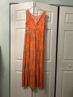 St. John's Bay Orange Floral Sleeveless Maxi Dress